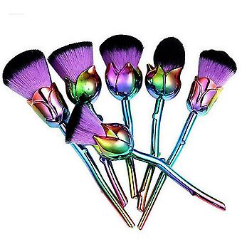 Beauty Beast Inspired Rose Makeup Brush Set Purple Glossy Handle Cosmetic Kit