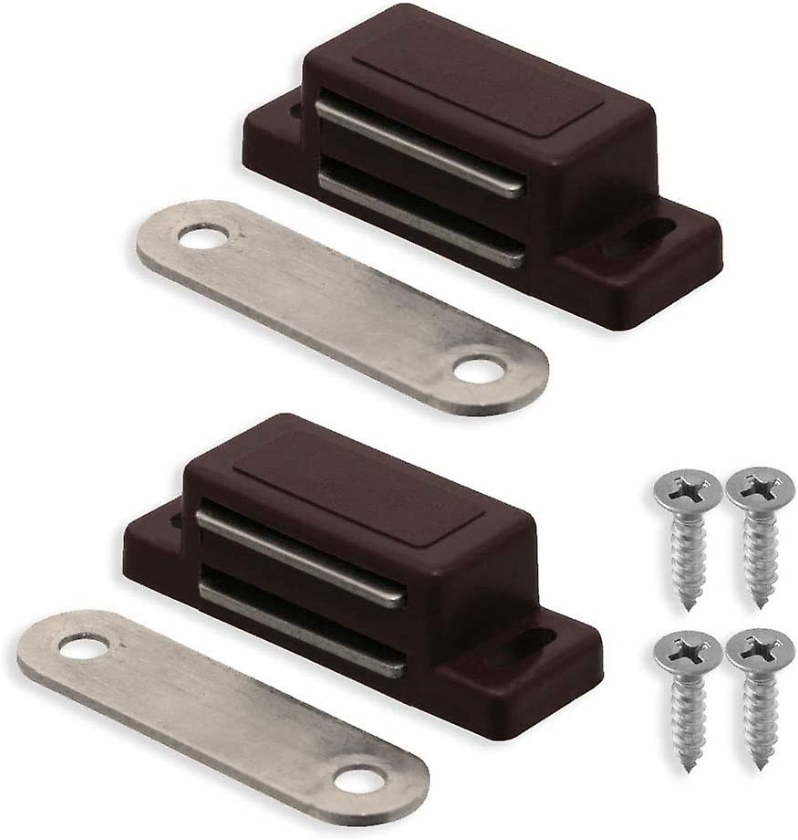2x Door Latch Magnet Closure Clasp Brown