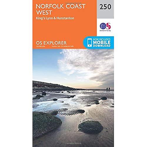 OS Explorer mapa (250) Norfolk costa oeste