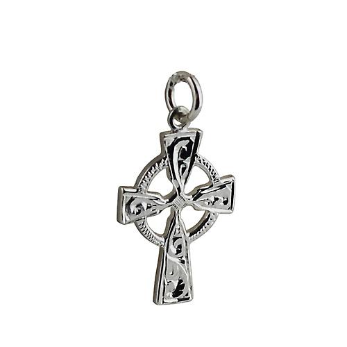 Silver 23x16mm hand engraved Celtic Cross