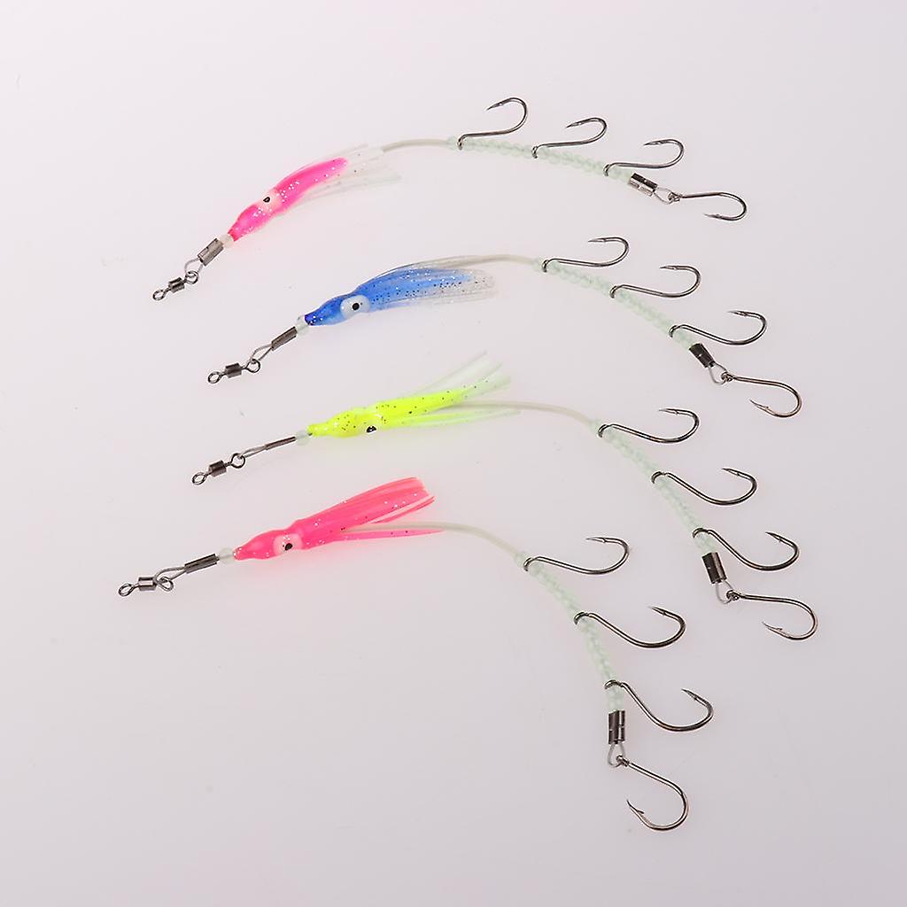 Fish Hooks Flasher Rig Saltwater Fishing Hooks Luminous Multicolor Random