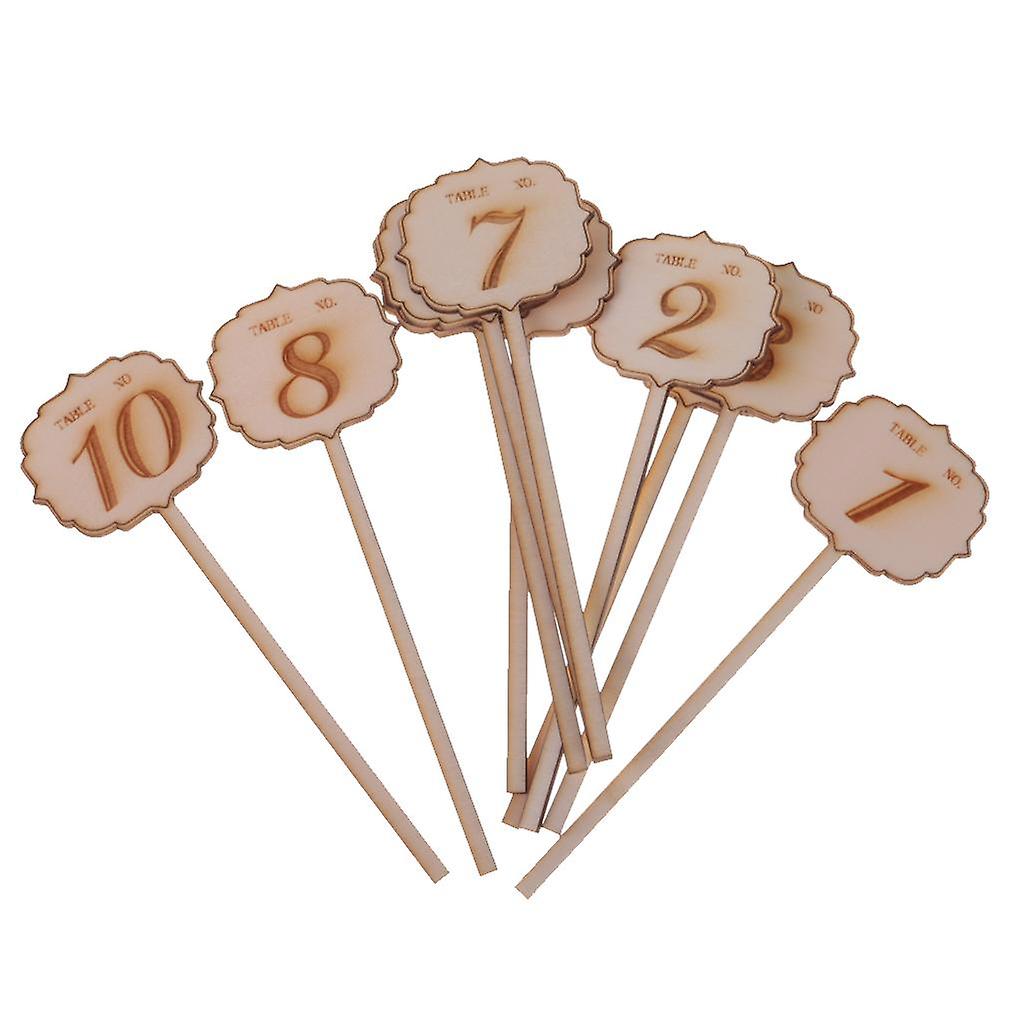 10 قطعة / مجموعة رقم طاولة سحابة خشبية على العصي لديكور طاولة الزفاف 1-10