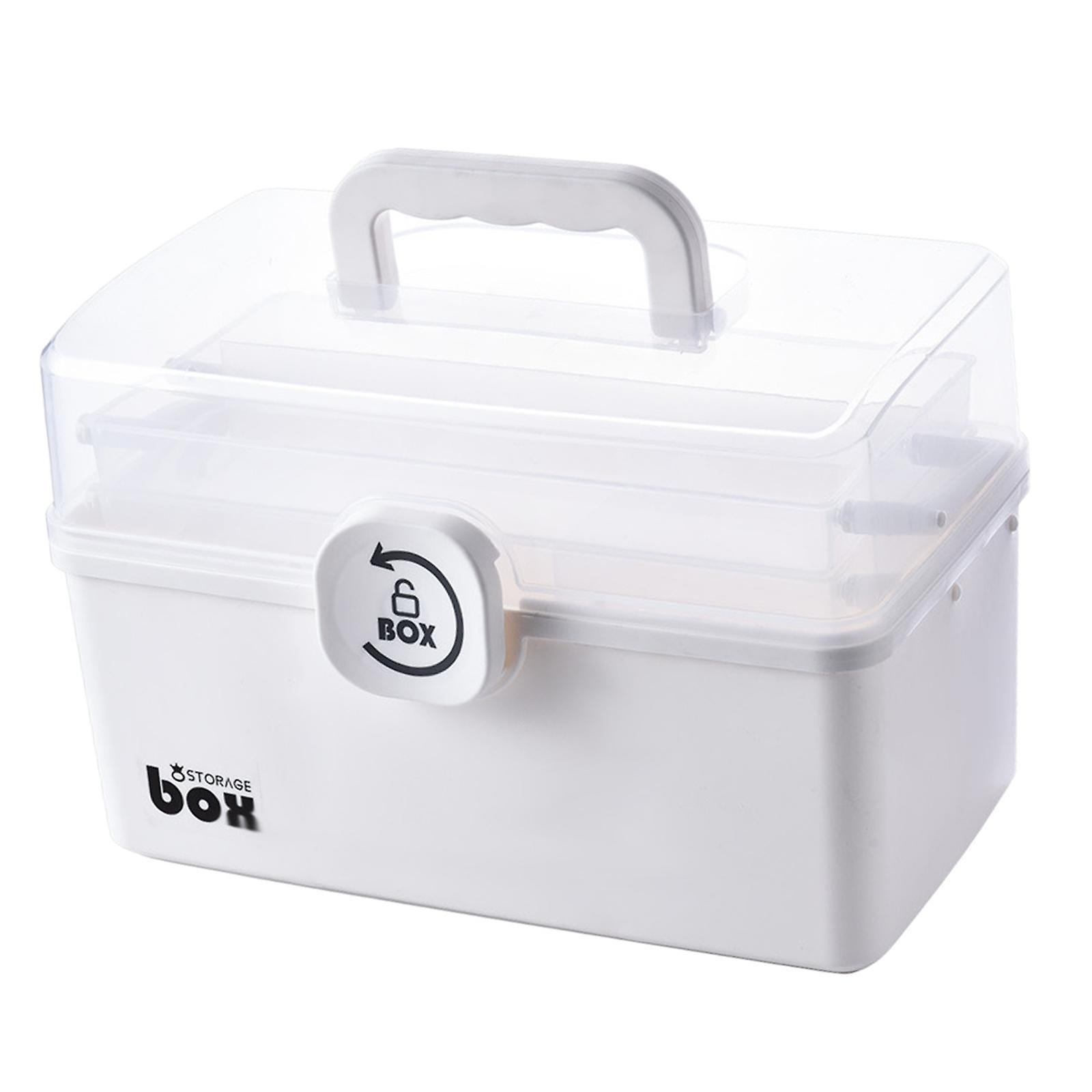 Solid Plastic Storage Box Folding Tray Container Organizer First Aid Box Kit