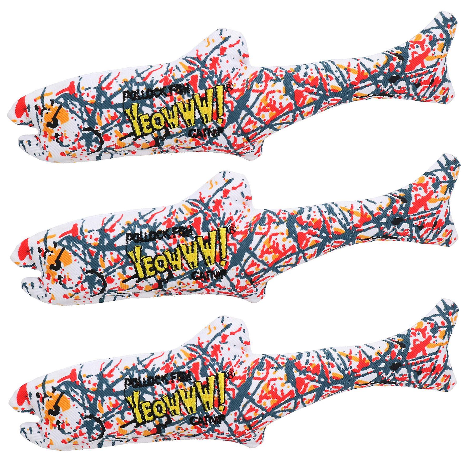 3PK Yeowww Interactive Catnip Pollock Fish Cat Toy Play Toy Cat Gift