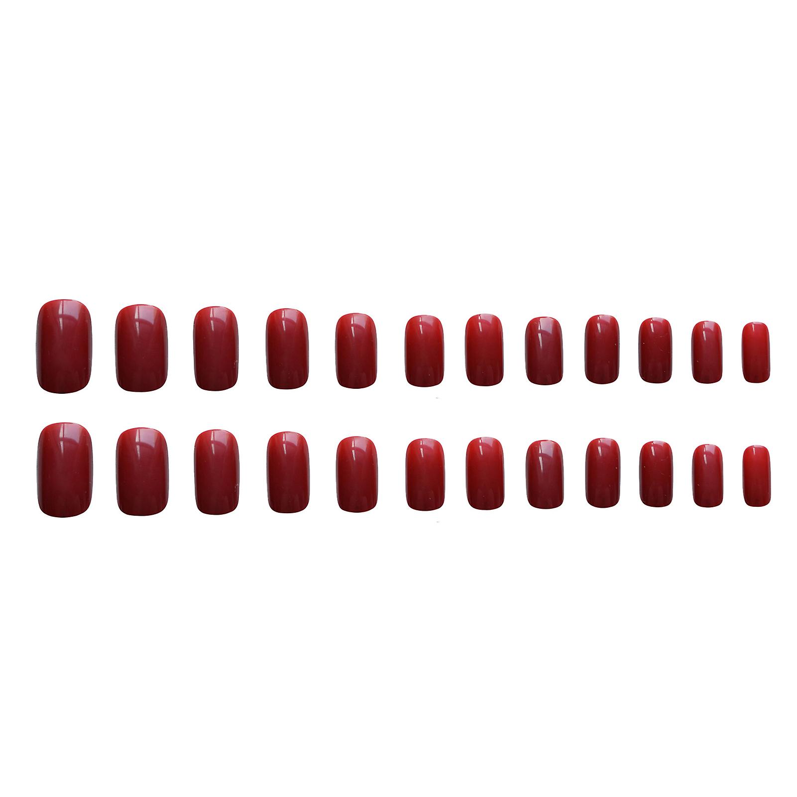 Solid Color Wine Red False Nails Thin Full Cover Girls Nail Ornament