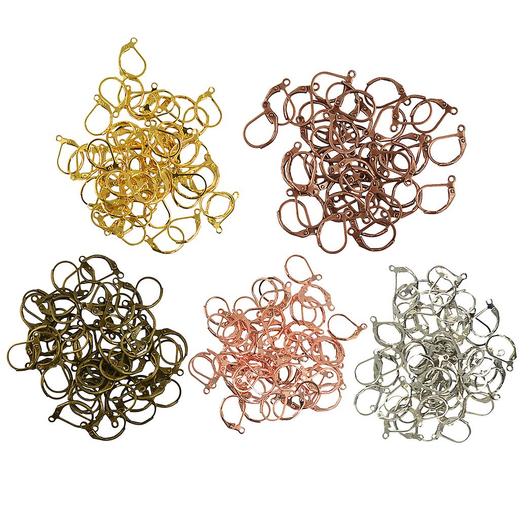 250pcs French Leverback Earrings Hooks Open Loop Findings DIY 5 colors