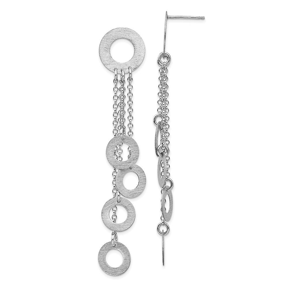 925 Sterling Silver Rhodium Brushed and Polished Post Long Drop Dangle Earrings 80.9x15.09mm Wide-Dangle Earring for Wom