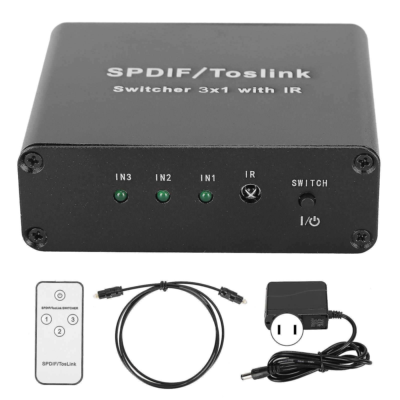 Spdif/for Toslink Switcher 3x1 Switching Device With Remote Control 3 In 1 Out Switcher 100v240vus Plug