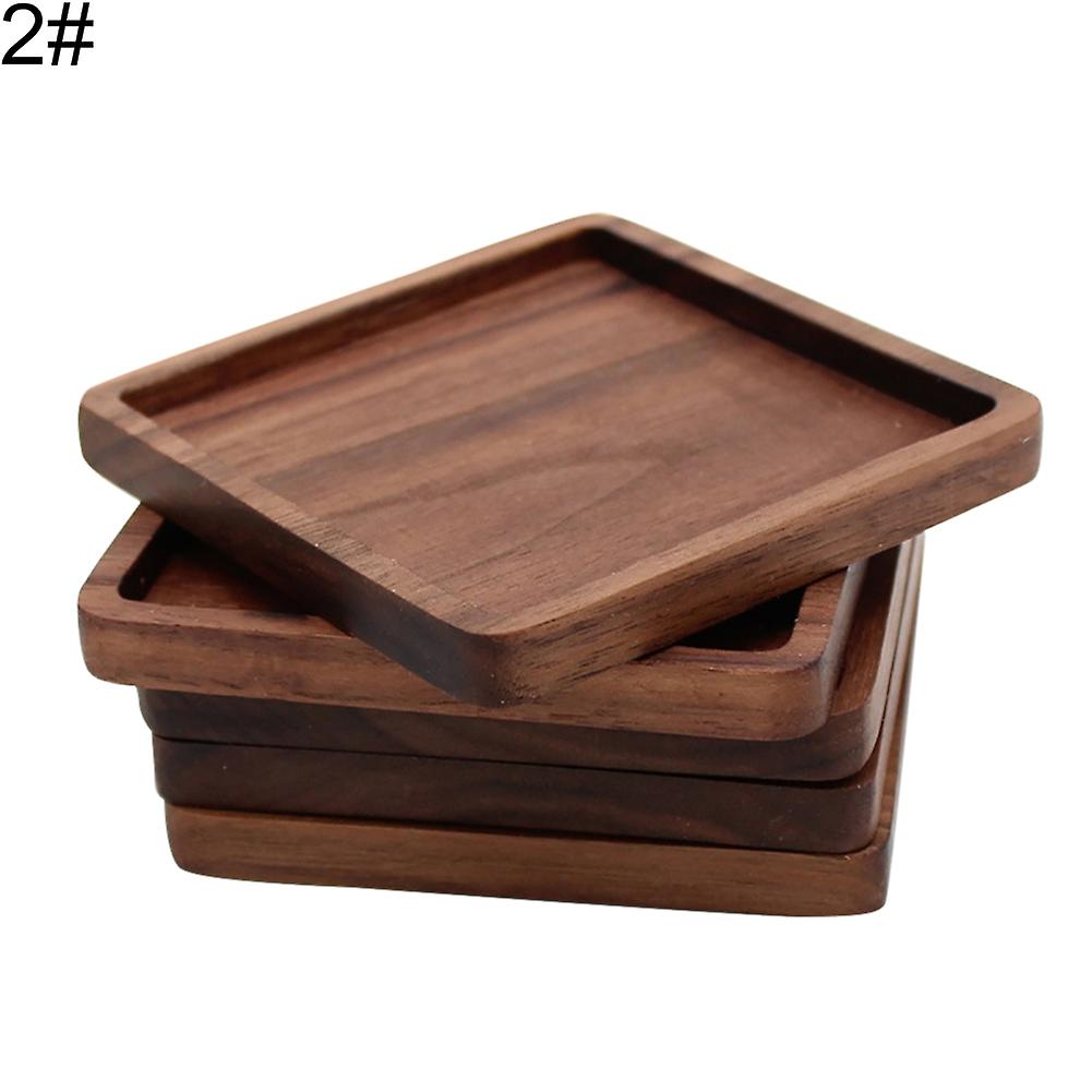 Round Square Cup Coaster Black Walnut Wood Insulation Dining Table Mug Mat Pad