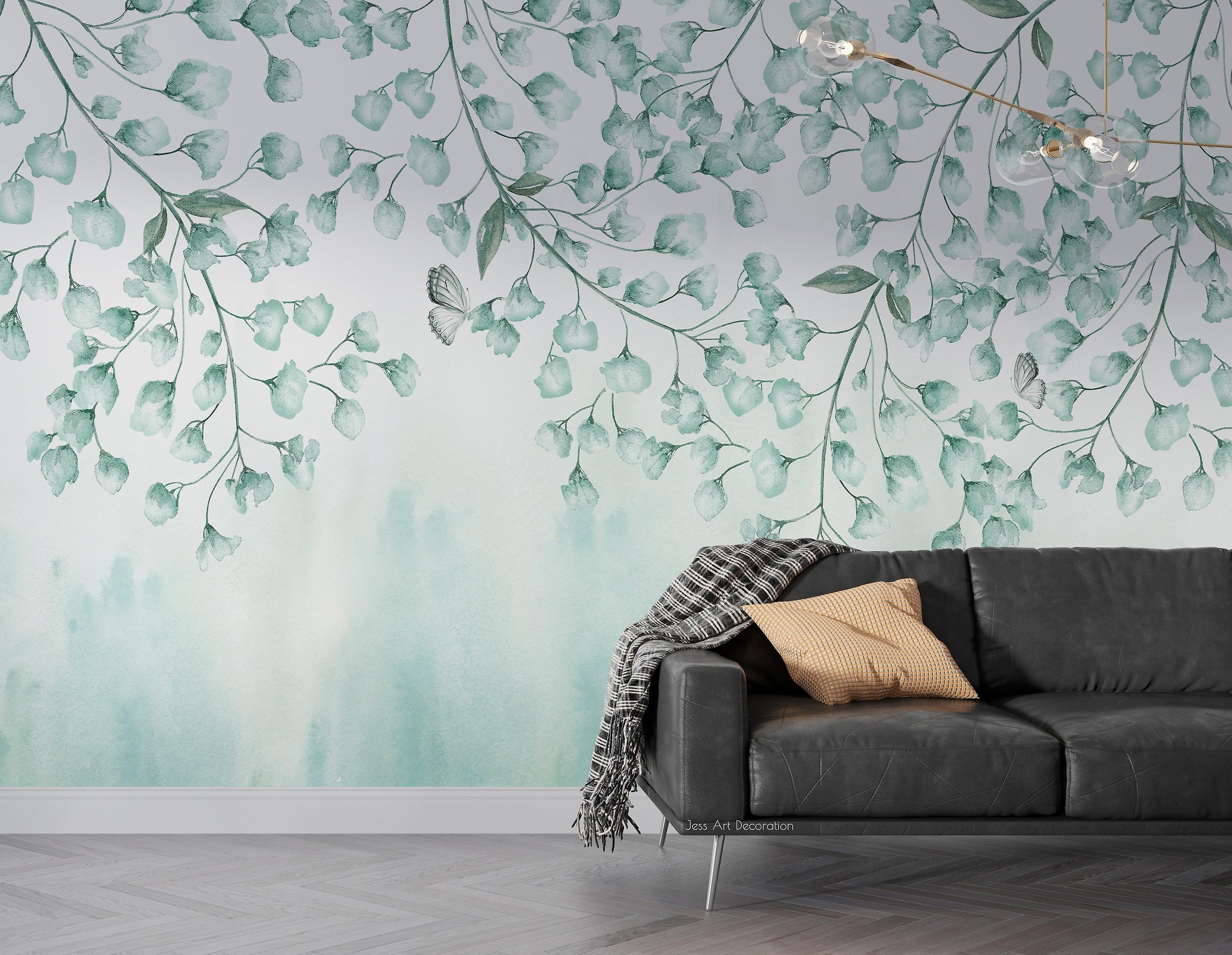 3D Fresh Leaves Butterfly Wall Mural Wallpaper Sww 18