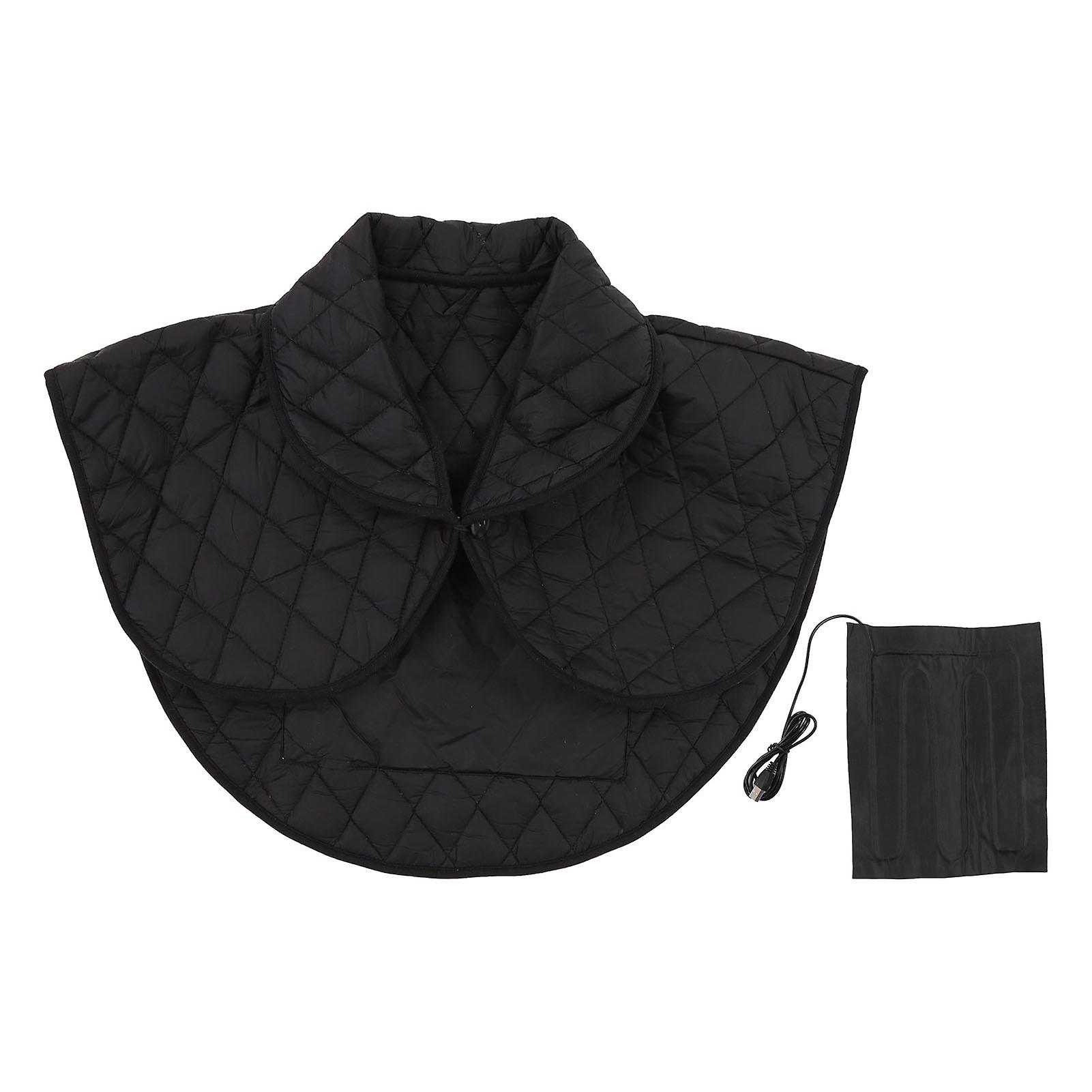 Cold-proof Shoulder Heating Pad Polyester Fiber USB Powered Unisex Winter Electric Heating Shawl Black