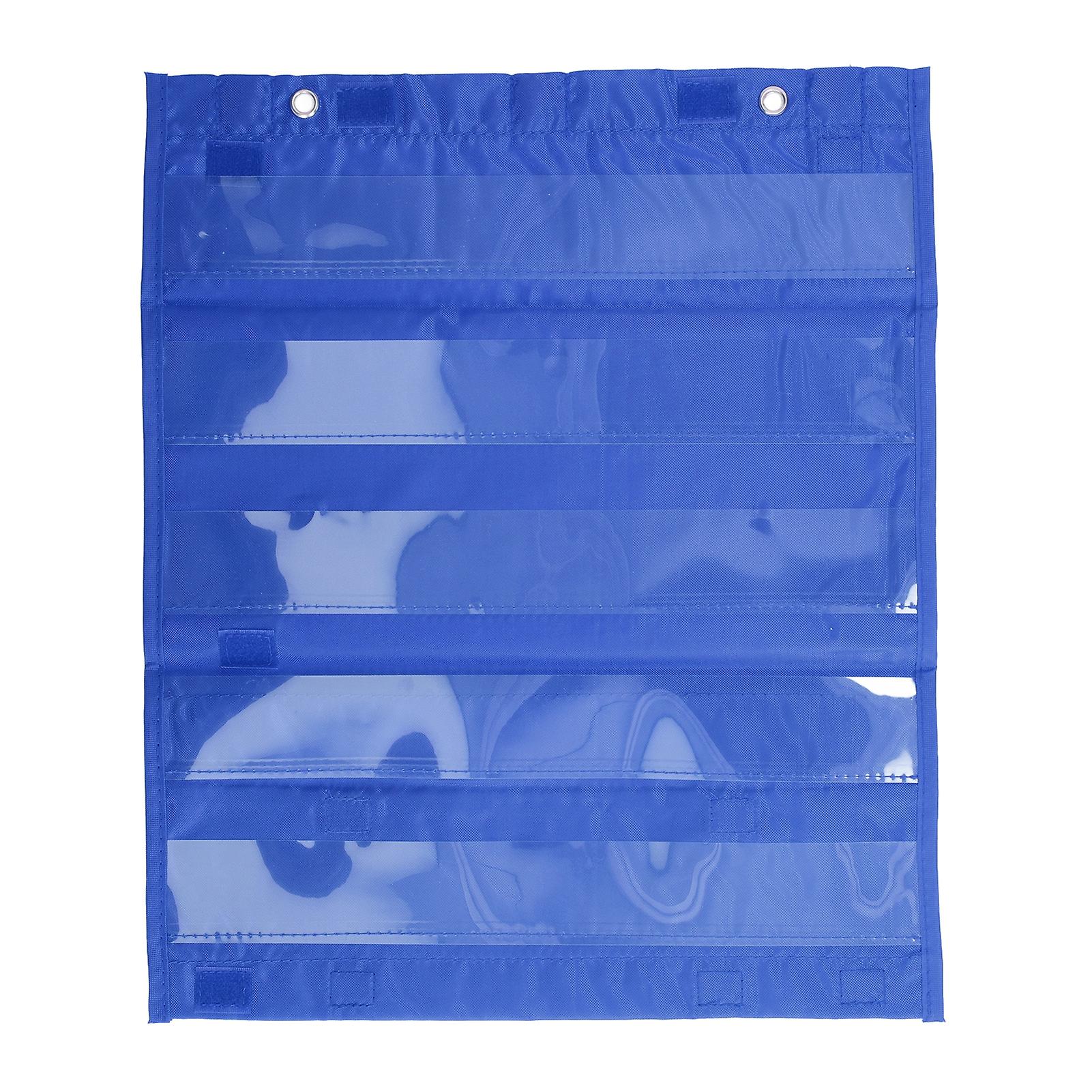 Magnetic Student Pocket Chart, 5 Rows, Clear Pockets, Pocket Chart for Homeschool Activities, Blue