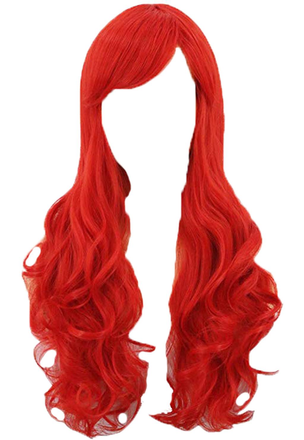 Kleine Meerjungfrau Ariel Perücke Wavy Cosplay Perücke Synthetisch Lange Rot Curly Kostüm Perücken