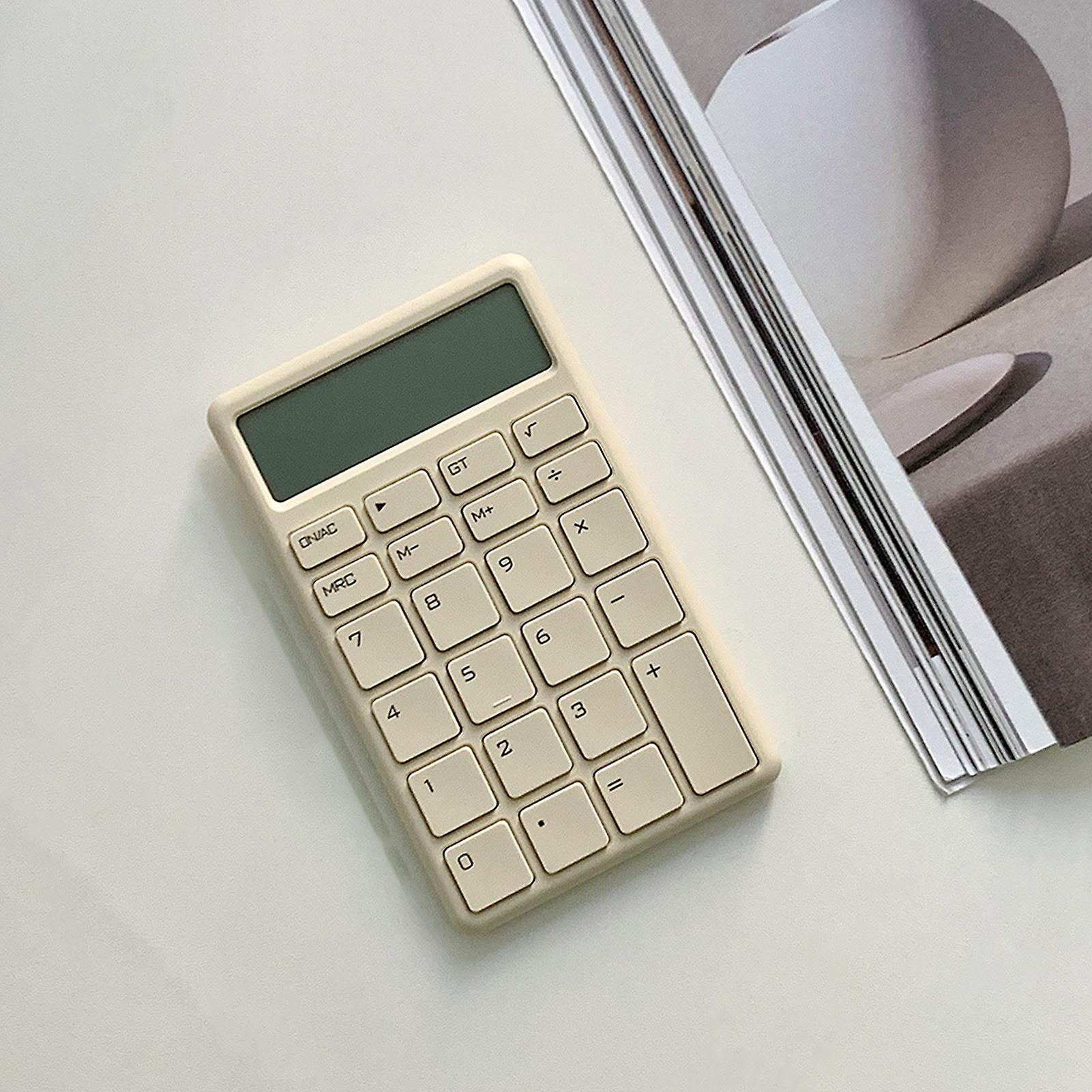 Mini Calculator Quiet LCD Display Prevent Slip Portable Small Calculator for Office Store Home White 