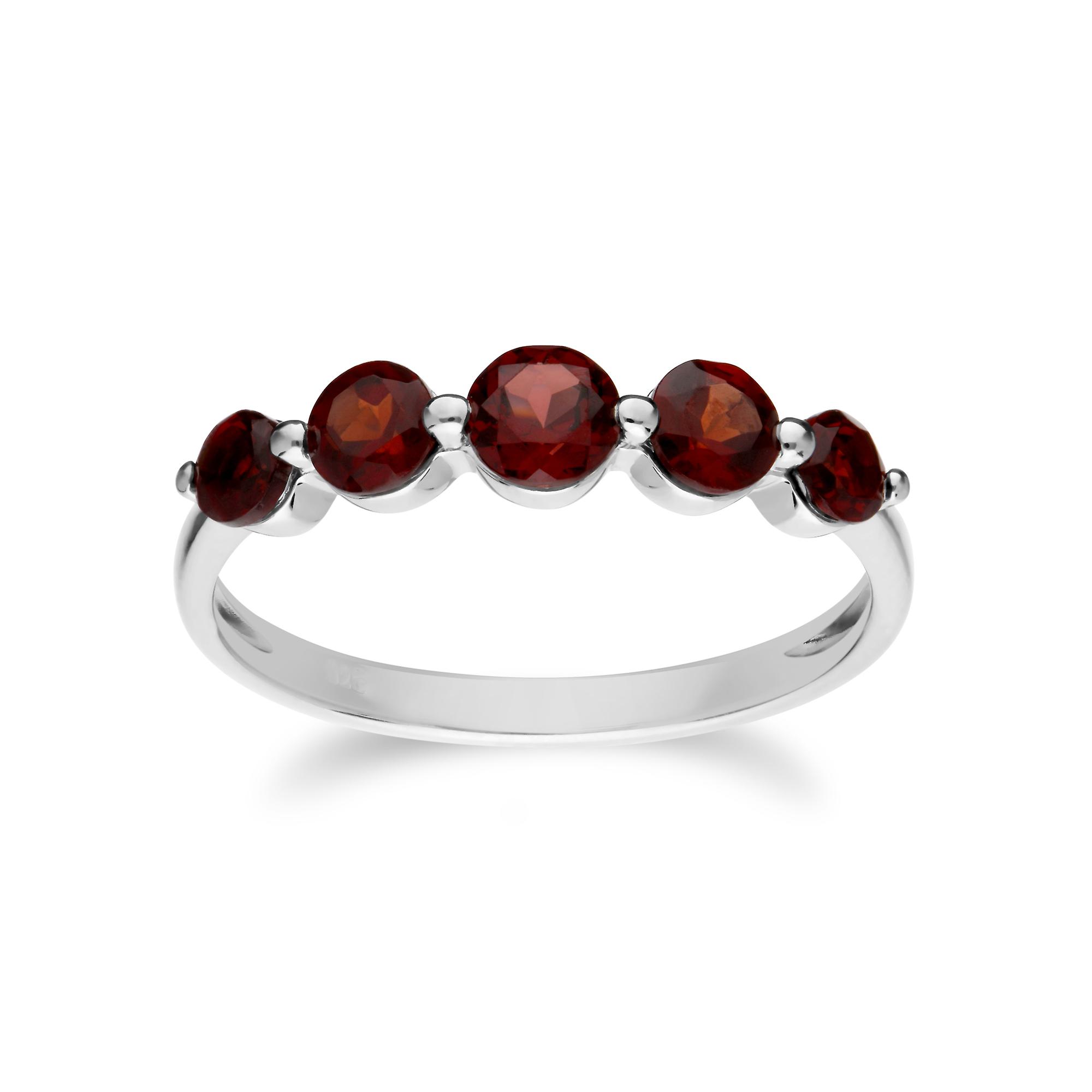 Essential Round Garnet Five Stone Gradient Ring in 925 Sterling Silver 270R055902925
