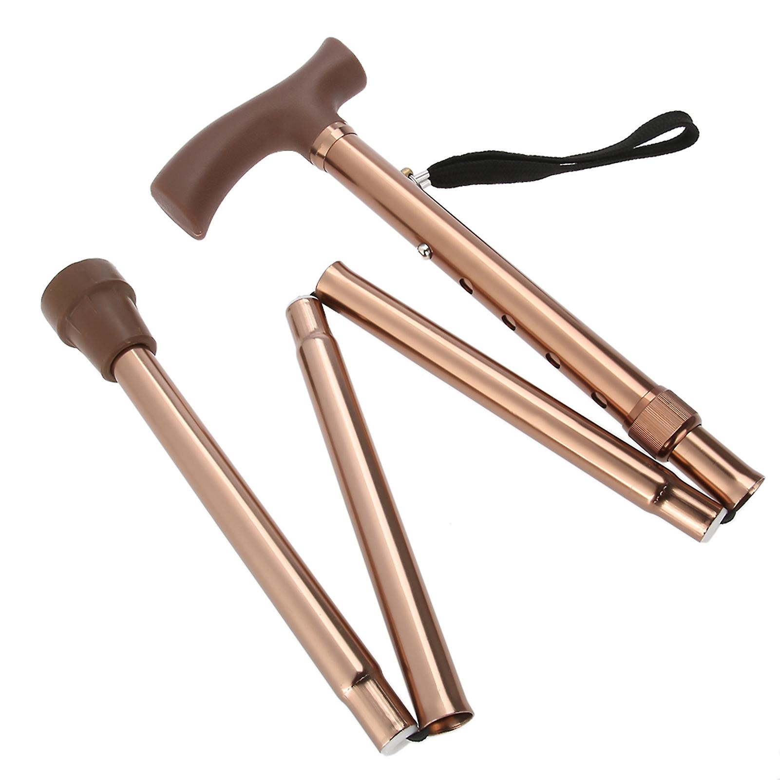 Alloy Foldable Elderly Walking Stick Bronze Adjustable 33-37inch