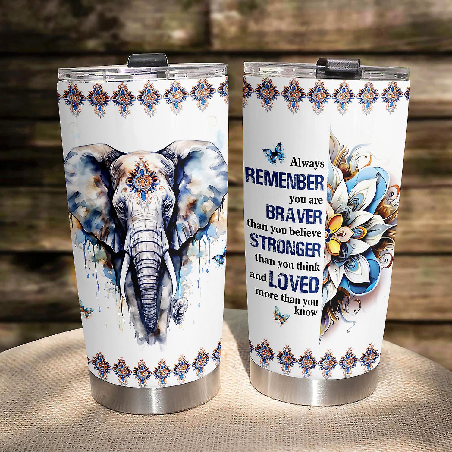 Oasisdream Tumbler with Elephant Style 20oz Stainless Steel Travel Cup with Lid