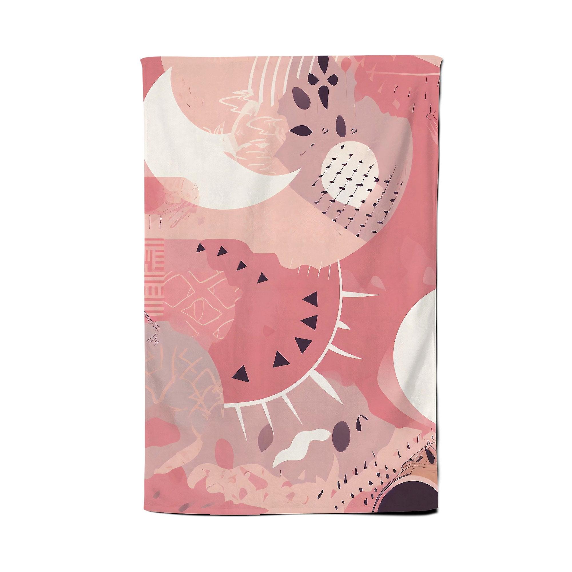 Abstract Pink White Tea Towel