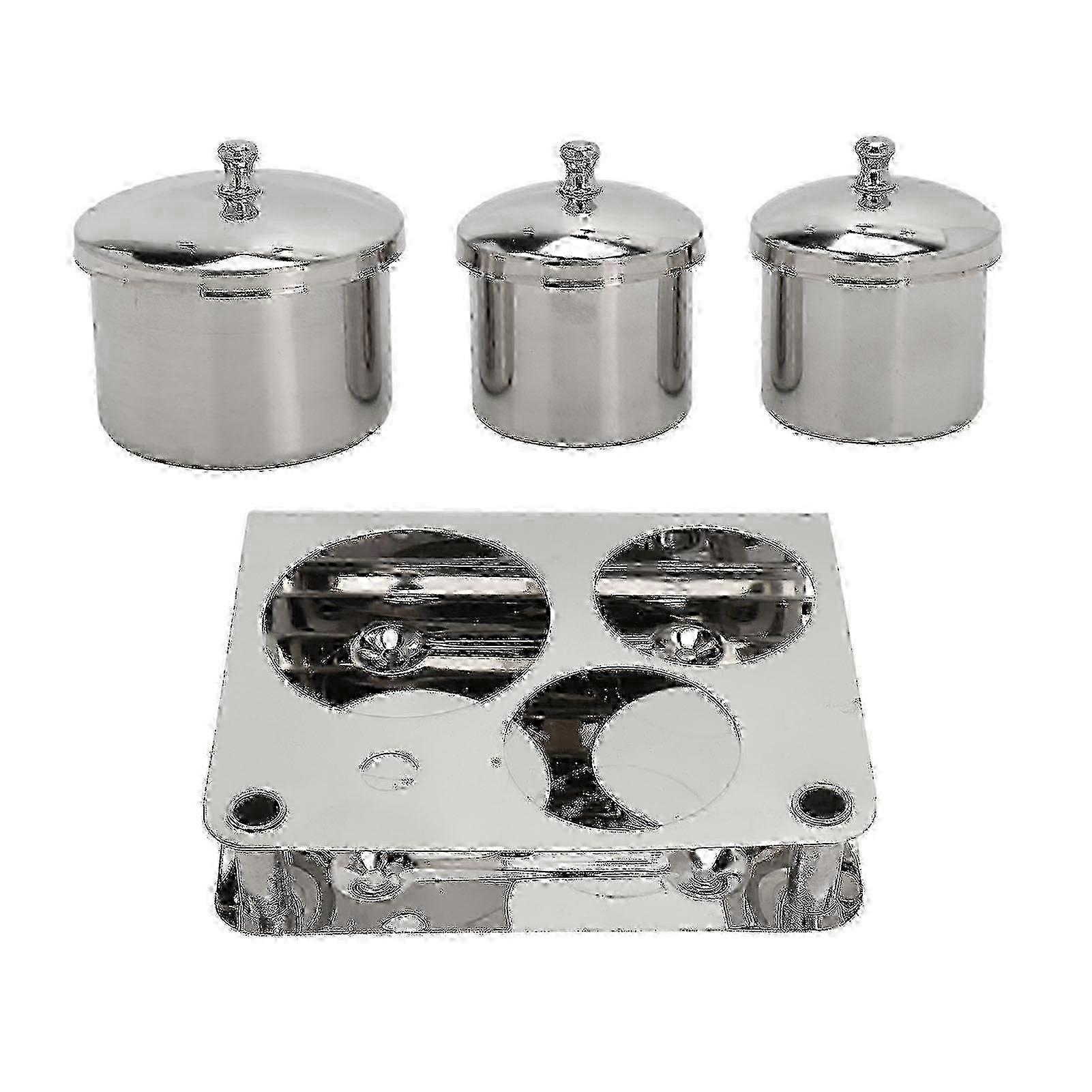 ステンレス鋼ネイルパウダーホルダー厚み付け頑丈な防塵滑らかな表面ネイルアート機器カップ蓋付き