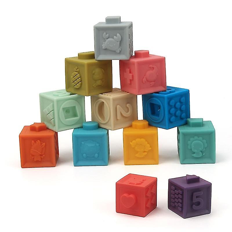 Soft rubber block, DIY silicone chew toy puzzle block, suitable for babies and children (random colo