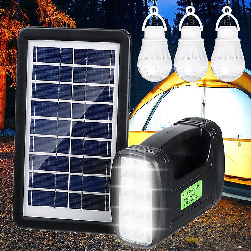Portable Solar Generator System Emergency Light Outdoor Camping 3pcs Light Bulb
