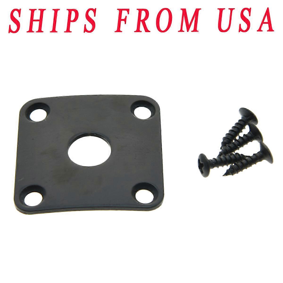 Curved Metal Jack Plate Square Jackplate w/ Screws Fits Gibson Les Paul Black