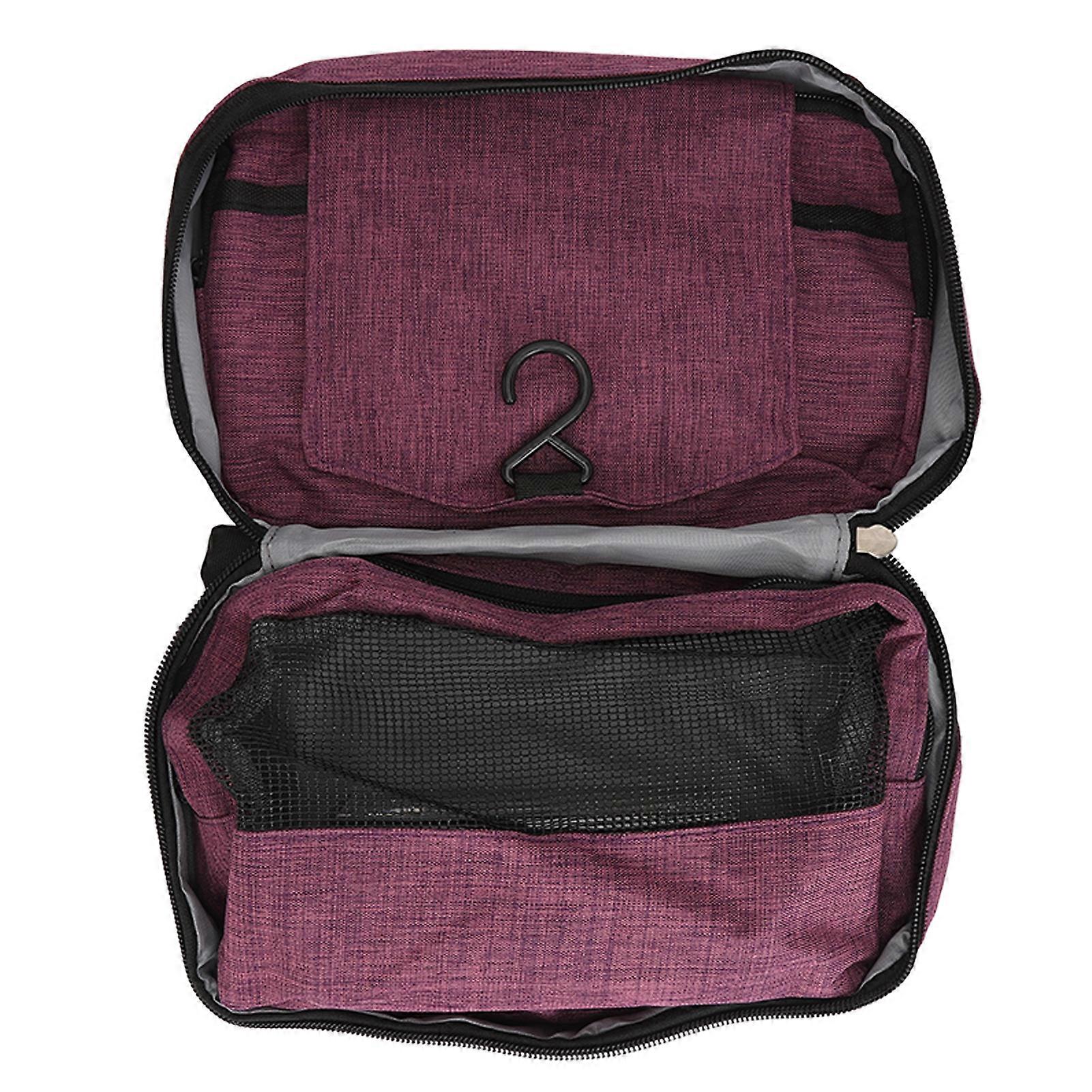 Multifunction Toiletry Bag Multi Compartments Large Capacity Hanging Makeup Pouch Purple