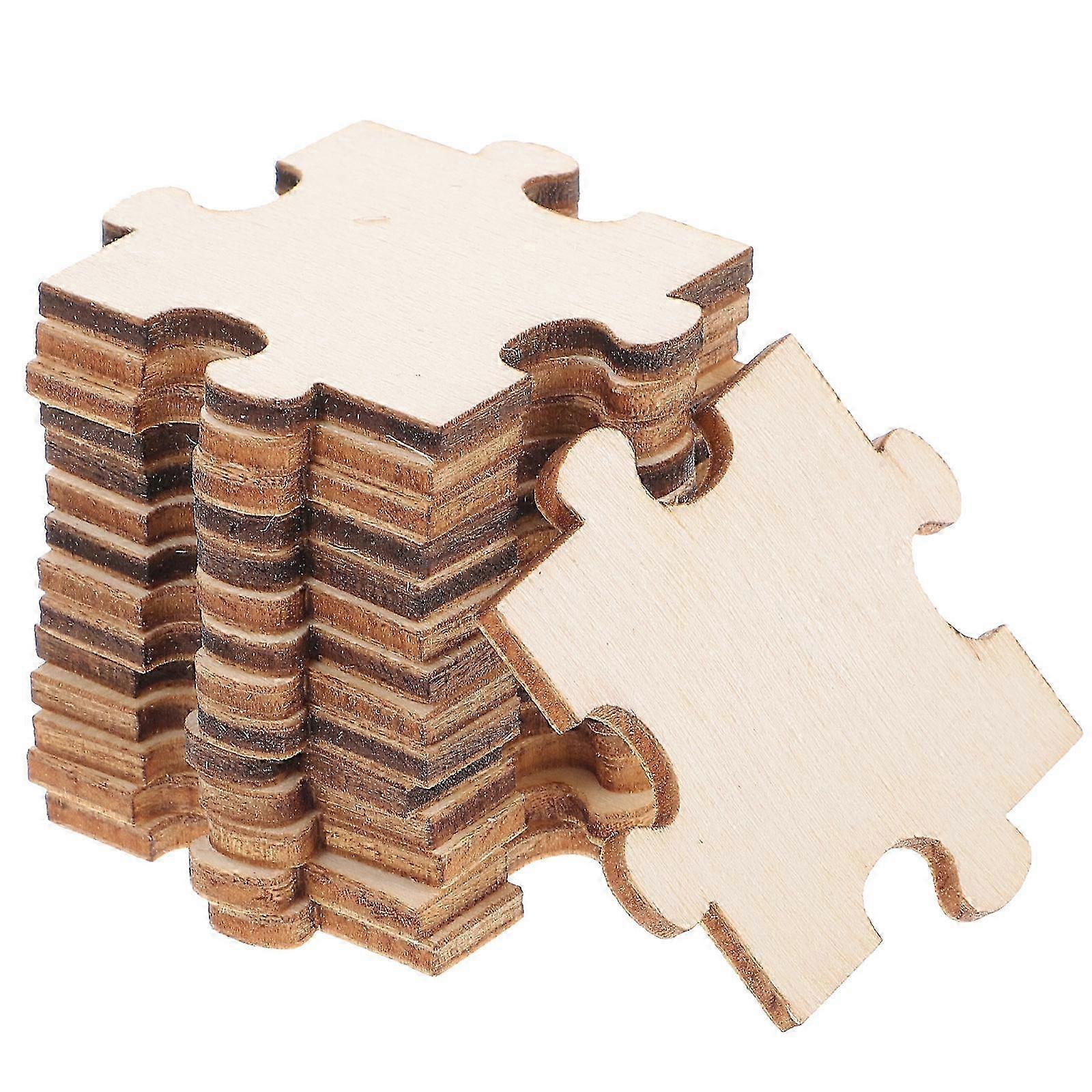 100pcs Blank Puzzle Pieces Unfinished Wood Puzzle Color Your Own Puzzles for Kids