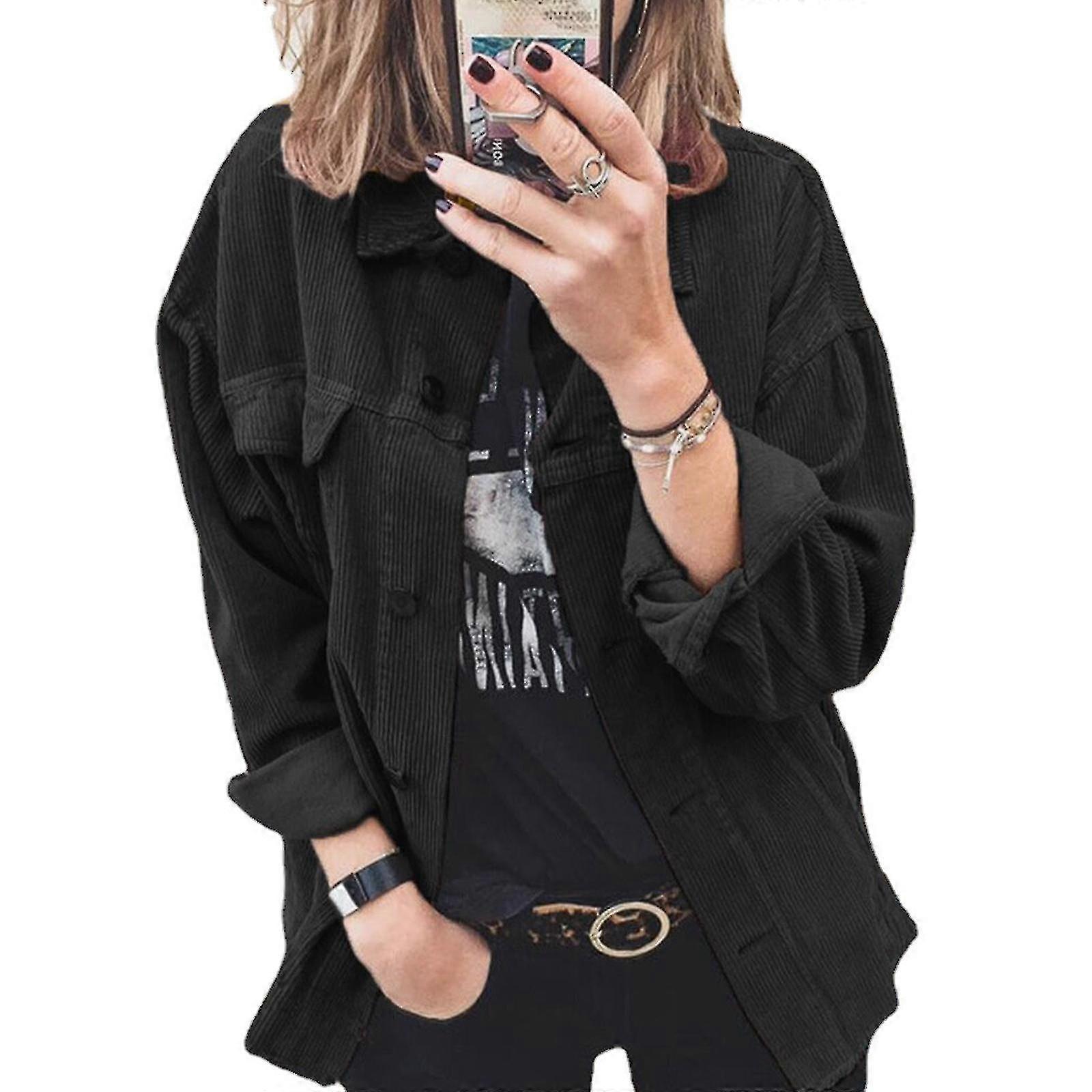 Pevná manšestrová košeľa pre ženy Elegantné dlhé rukávy Ležérna blúzka Pevná chlopňová košeľa