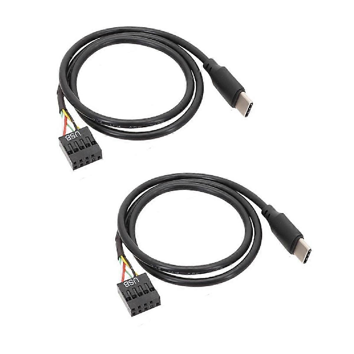 2Pcs USB 9Pin to USB Type C Cable for Computer Motherboard to USBC Secondary Screen PC LCD Screen 9