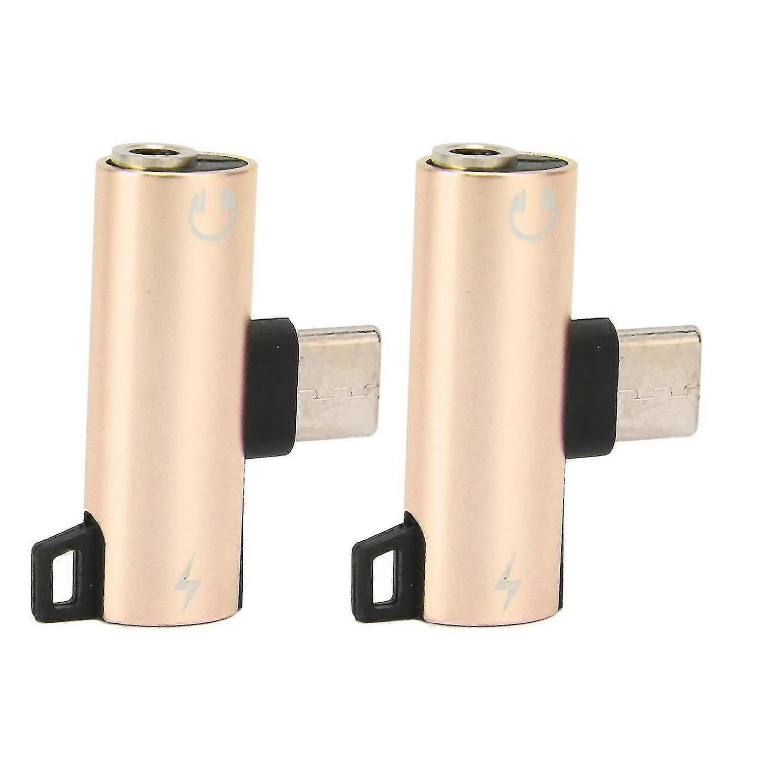 USB C to 3.5mm Audio Adapter, 2 in 1 Type C 3.5mm, Durable ABS, Gold Color