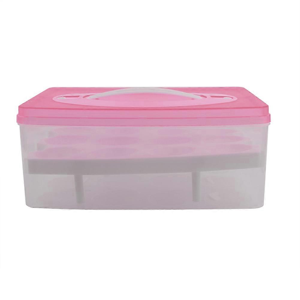 Double Layer 24 Grids Eggs Storage Box Kitchen Home Case Holder Container Organizer (Pink)