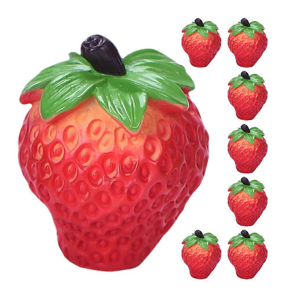 8Pcs Mini Fake Strawberry Artificial Fruits Strawberry Model Simulation Fruit Lifelike Small Strawberry