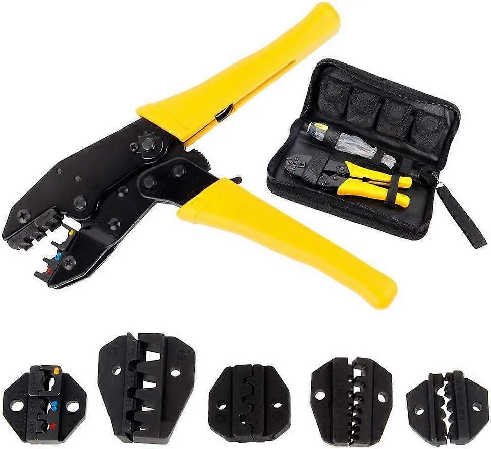 Crimping pliers for cables - with 5 interchangeable jaws - a screwdriver - crimping pliers crimping tool - a storage case