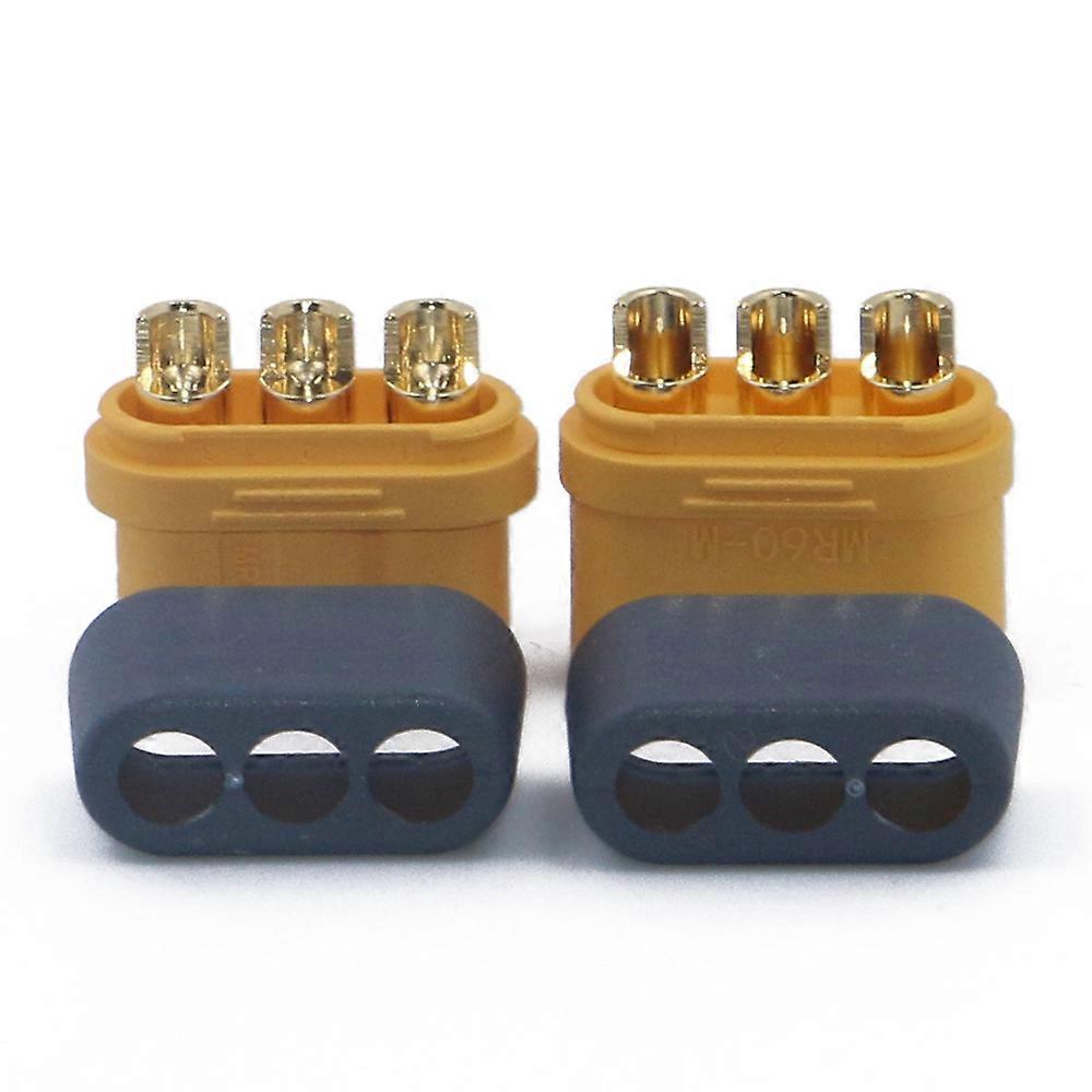 10 x Amass MR60 Plug w/Protector Cover 3.5mm 3 core Connector T plug Interface Connector Sheathed for RC Model (5 Pair )