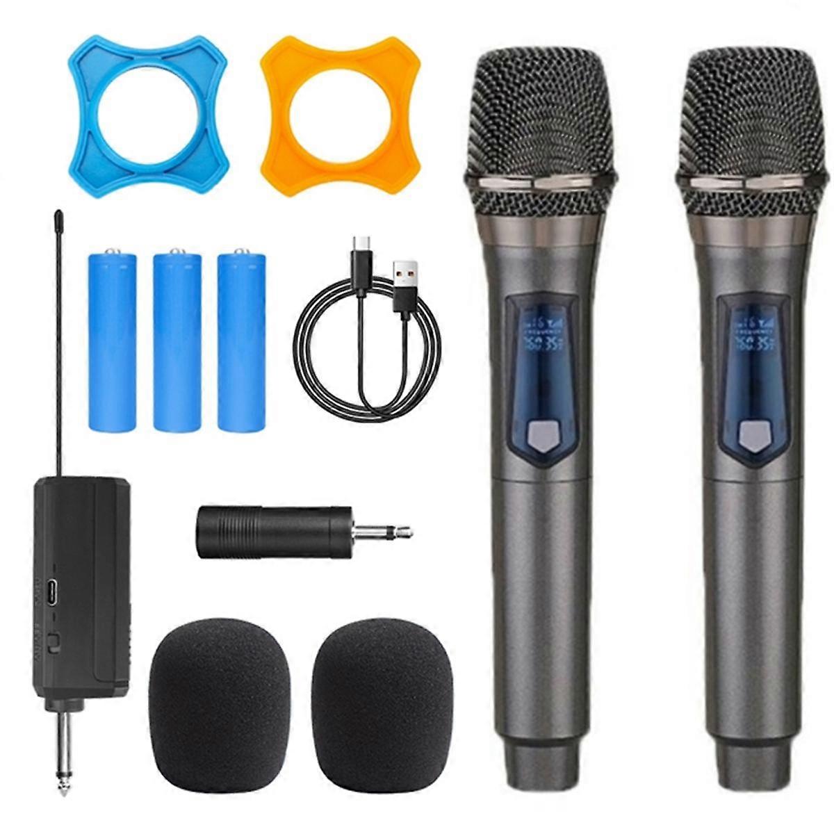 Wireless Microphone 2 Channels UHF Professional Handheld Mic Micphone for Karaoke Professional Show