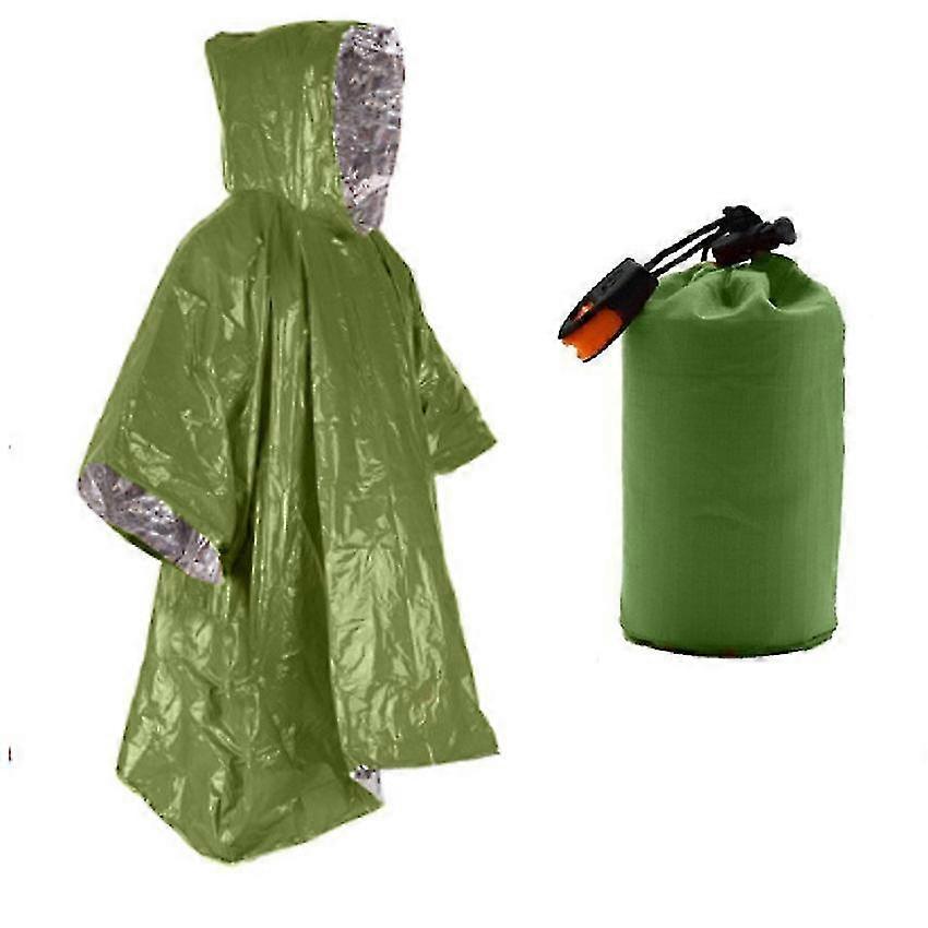 Emergency Raincoat Aluminum Film Poncho Cold Insulation Rainwear Blankets Survival Tool, PE Aluminum Film Warm Windproof Outdoor -SJL