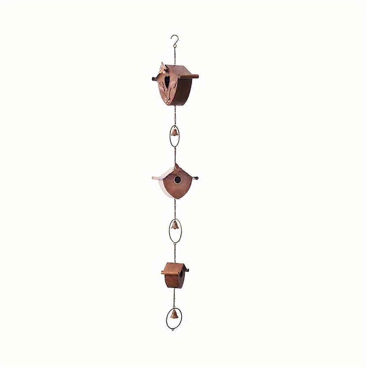 Gold Bird Houses Rain Chain for Heavy Rain, Functional & Decorative Replacement Downspout Chain for