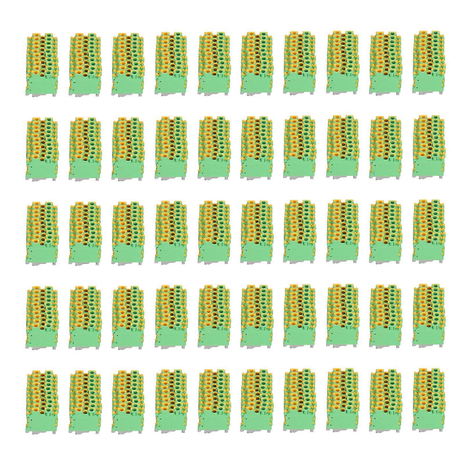 50Pcs DIN Rail Mount Terminal Grounding Terminals Block for Electrical Connections USLKG?6