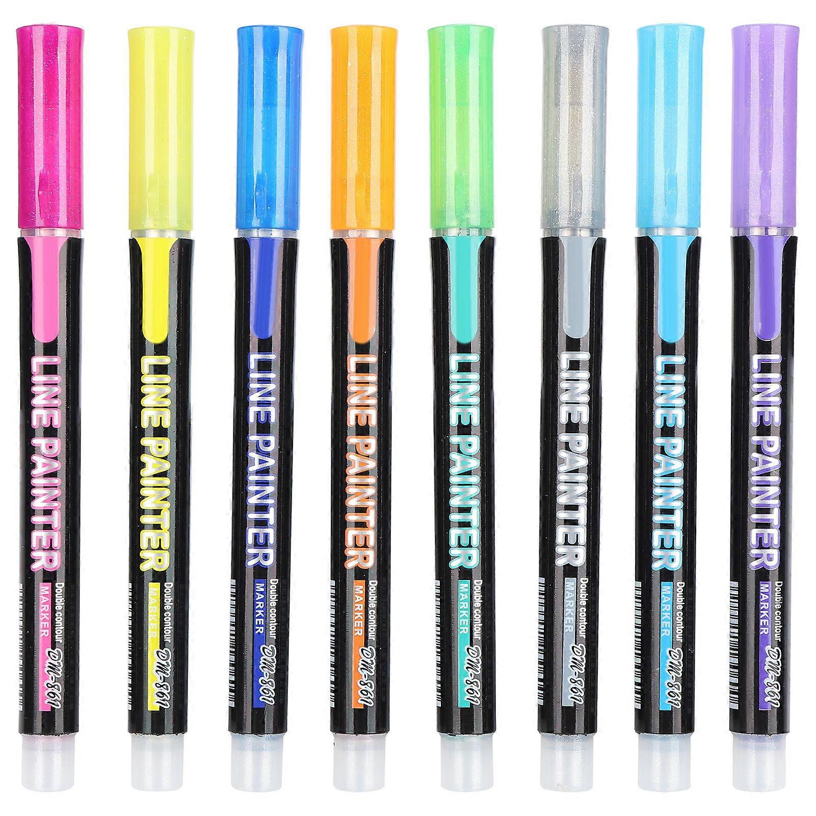 Tragbarer farbiger Textmarker Kinder Erwachsene Malerei Zeichnung Textmarker Marker Stift Set8 Farben