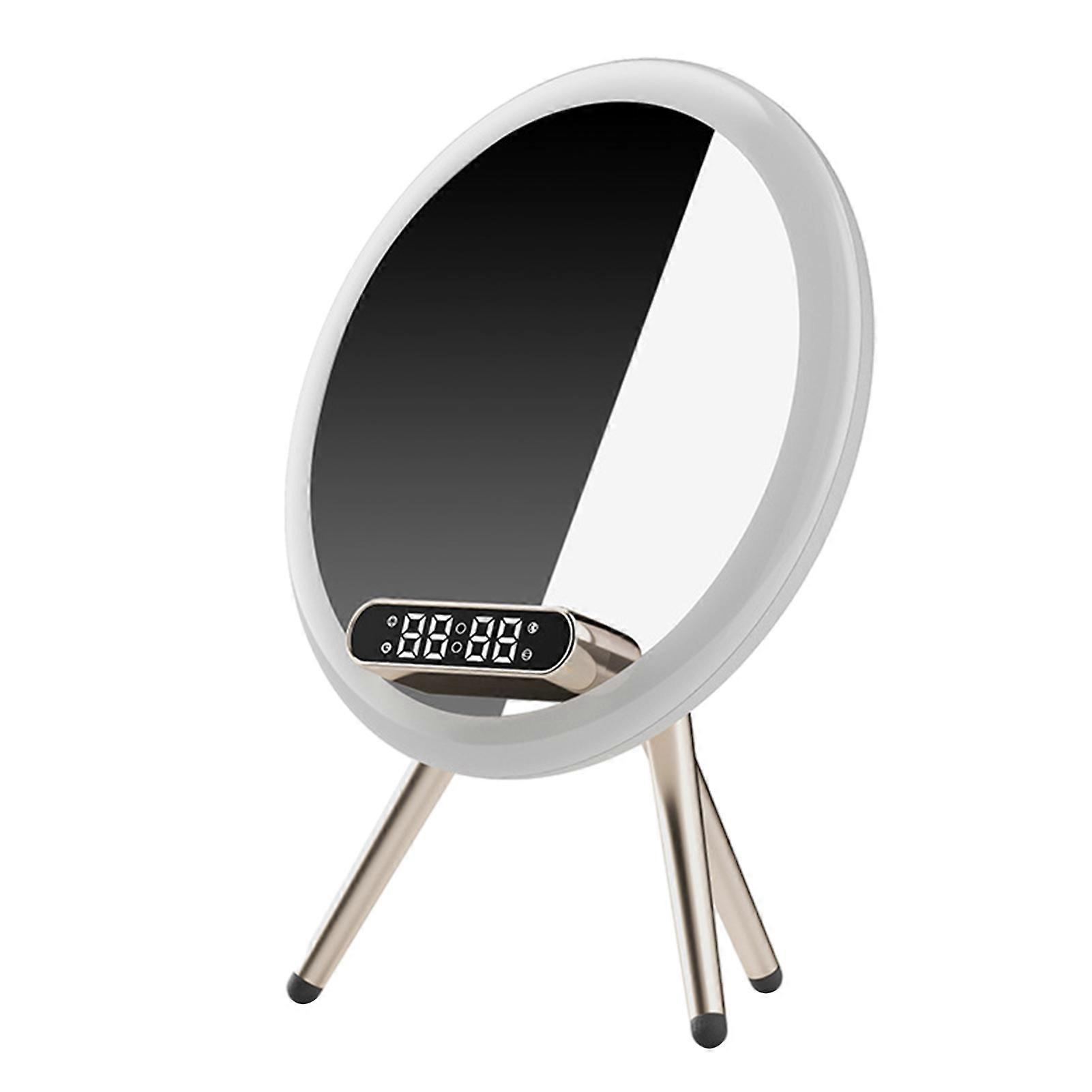 Wireless Charging Mirror Speaker with Digital Clock Multifunctional Portable Loudspeaker for Camping Trip