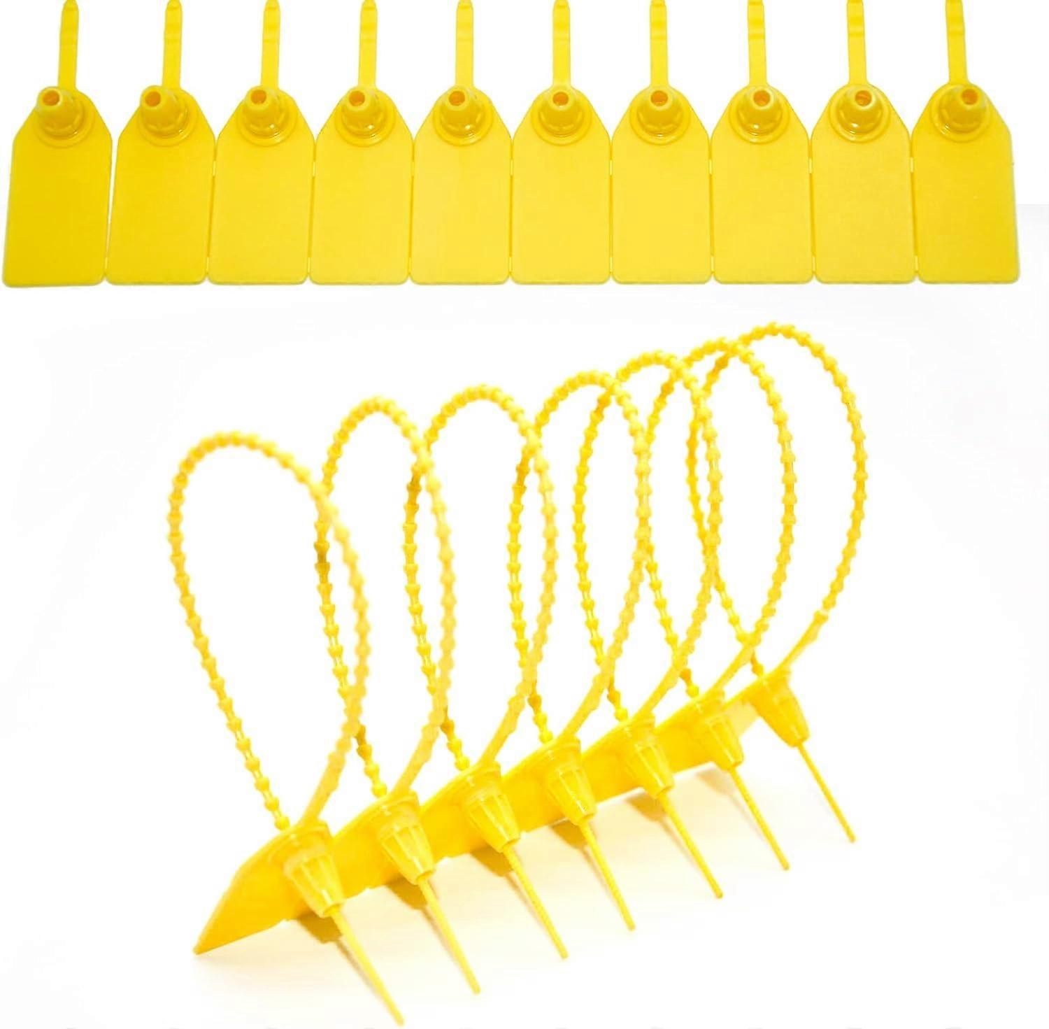 Plastic Tamper Seals, 100 Pcs Self Locking Safety Zip Ties, Pull-Tite Safety Label for Fire Extinguishers