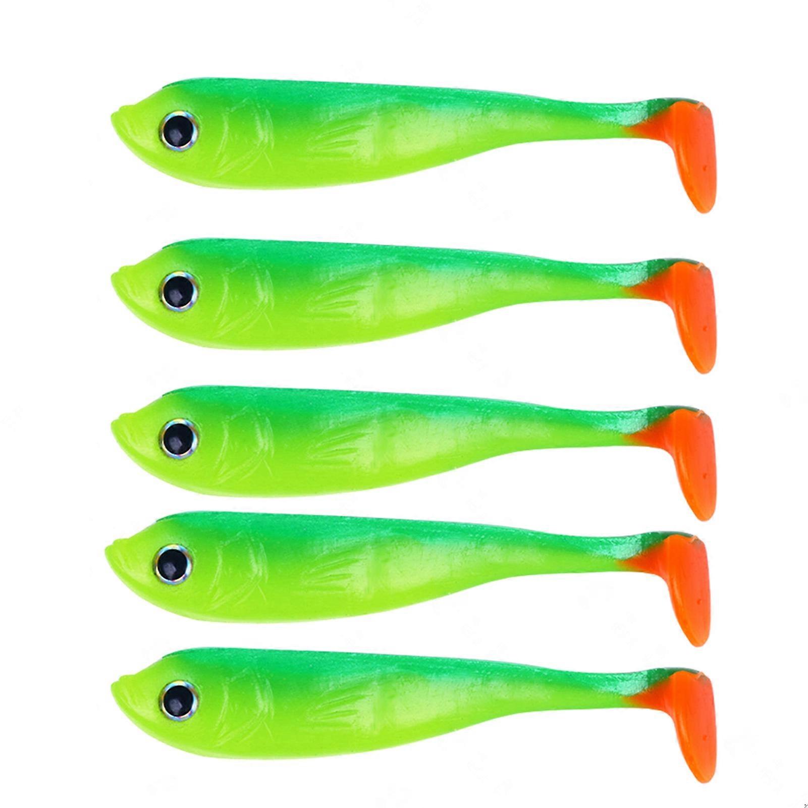 Kaesi 5Pcs/Bag 6.5CM/3G Fishing Lure Simulated Bright Color Flexible Reusable 3D Eyes Fish Attraction Universal Soft Silicone Paddle Tail Swimbait Fis