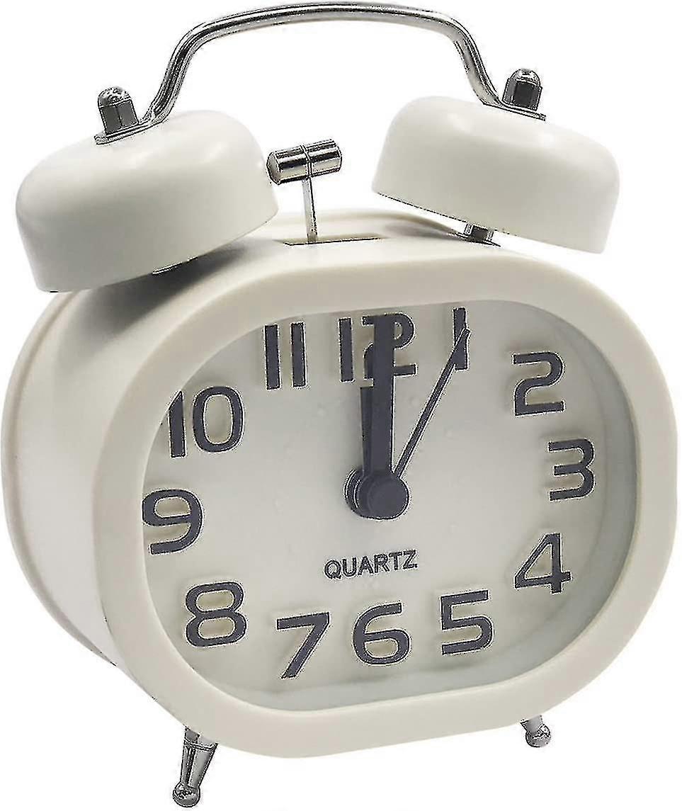Retro Silent Quartz Alarm Clock, Morning Alarm Clock Travel Bedside Analog Clock Dual Bell Metal GuanGuan