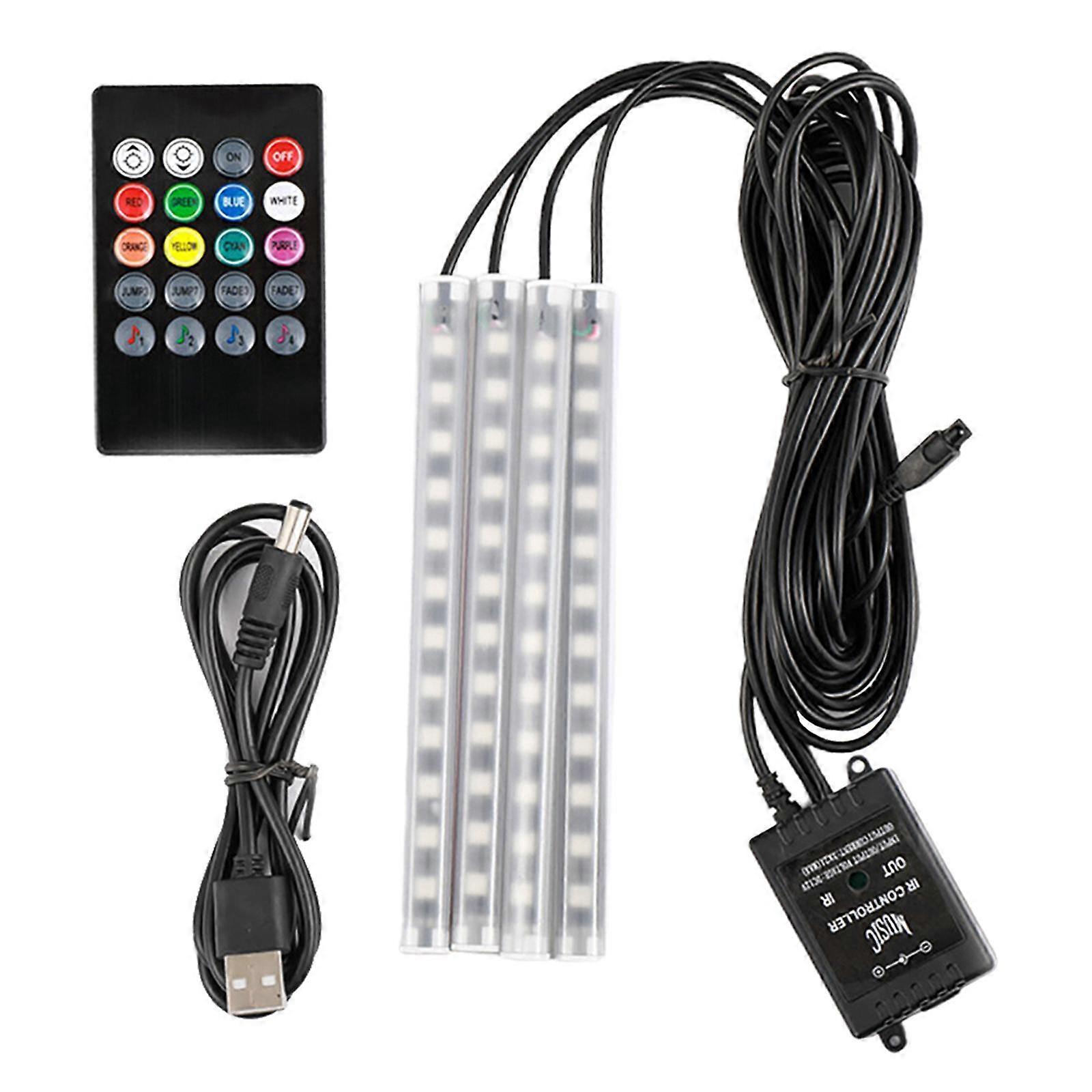 Car LED Interior Lamp Atmosphere Remote Control Night Lamp USB Plug