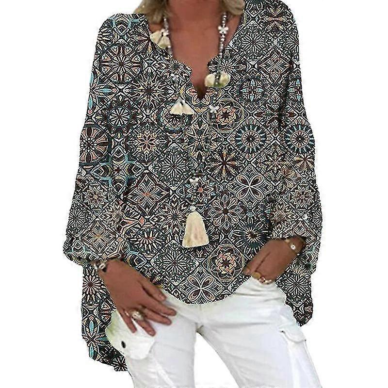 Kadın Longline Gömlekler Gevşek Loungewear Üstleri Etnik Kazak