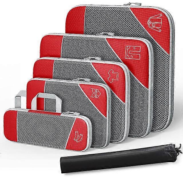 3/6PCS Compressed Packing Cubes Travel Storage Organizer Set With Shoe Bag Mesh Visual Luggage Portable Lightweight Suitcase Bag