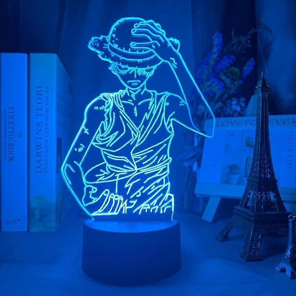 One Piece Luffy 3D Illusion Night Light Lamp Smart Touch, RGB Effect USB Cable Powered Creative 3D Japanese Anime Lamp
