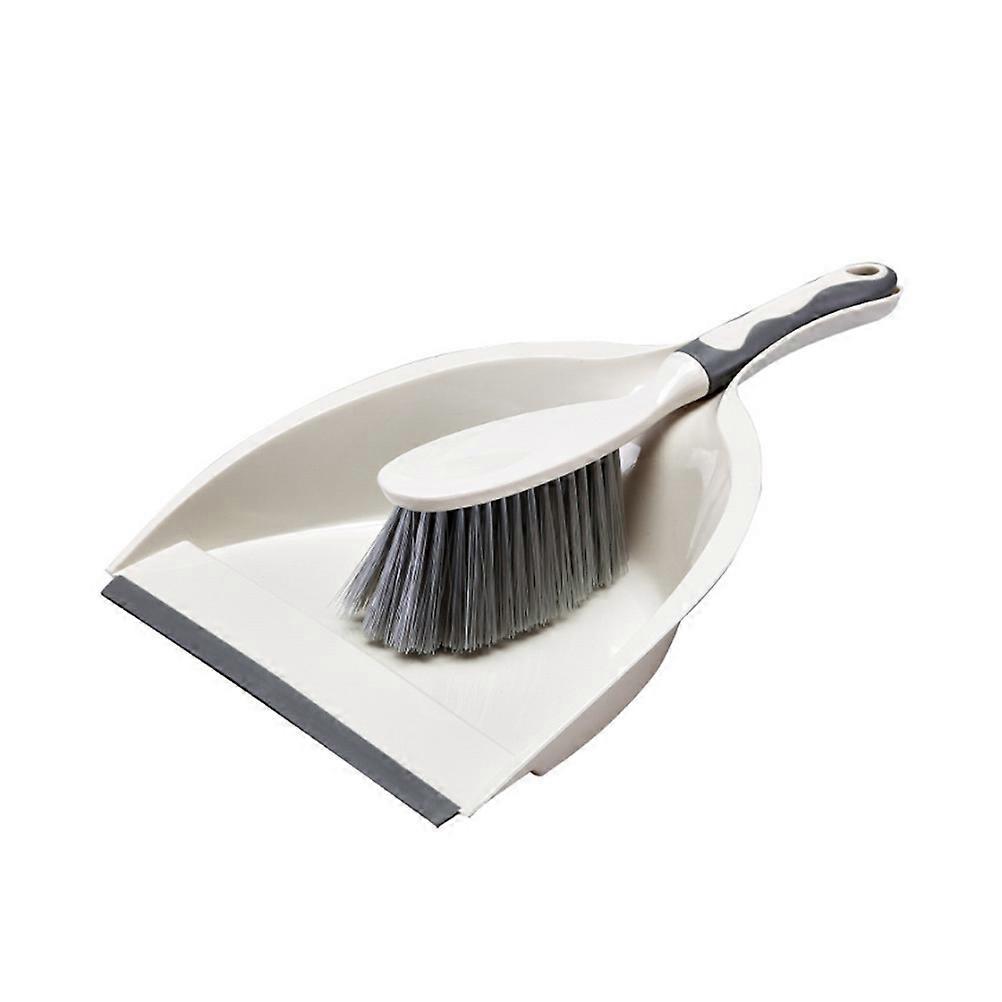 2Pcs Mini Broom and Dustpan Set Kitchen Desktop Sweeping Tools (Beige)