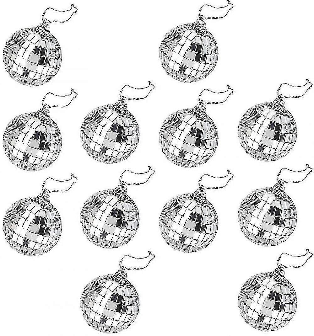 12stk 5cm Spejl Disco Ball Mirror Party Juleindretning Med Stropper